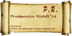 Prodanovics Richárd névjegykártya